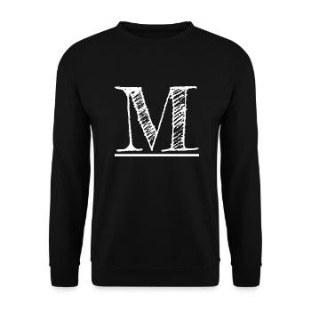 Letter M Giant - by hand (white) - Unisex Sweatshirt - black - Front - Alina (178cm) & Michal (187cm)