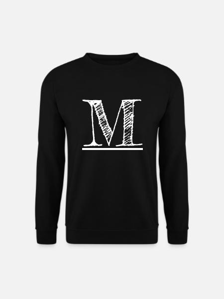 Letter M Giant - by hand (white) - Unisex Sweatshirt - black
