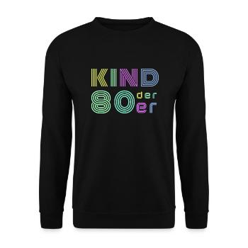 Kind 80er Retro Neon Mottoparty Achtziger Party - Unisex Pullover - Schwarz - Vorne - Alina (178cm) & Michal (187cm)
