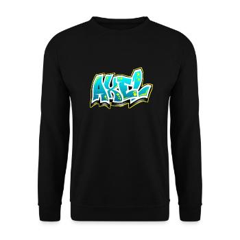 Graffiti Name Axel - Unisex Pullover - Schwarz - Vorne - Alina (178cm) & Michal (187cm)
