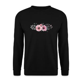 Watercolor Folwers - Sweat-shirt Unisexe - noir - Devant - Alina (178cm) & Michal (187cm)