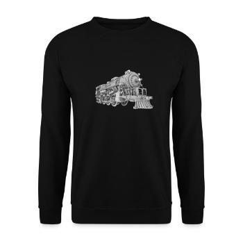Lokomotive, Dampflokomotive, Eisenbahn, Zug - Unisex Pullover - Schwarz - Vorne - Alina (178cm) & Michal (187cm)