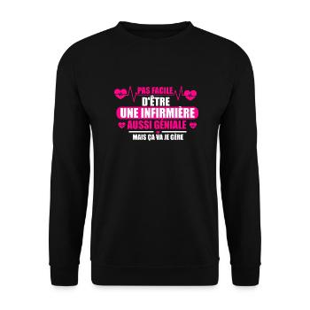 Pas facile d'être une infirmière géniale - Sweat-shirt Unisexe - noir - Devant - Alina (178cm) & Michal (187cm)