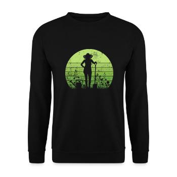 Gardener in the Garden Retro - Unisex Sweatshirt - black - Front - Alina (178cm) & Michal (187cm)