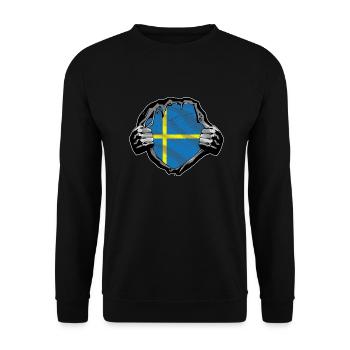 Sweden Design for Sweden Fans - Unisex Sweatshirt - black - Front - Alina (178cm) & Michal (187cm)