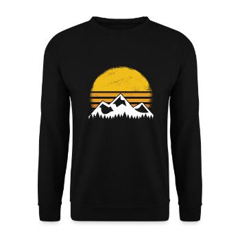 Vintage Mountain Retro - Unisex Sweatshirt - black - Front - Alina (178cm) & Michal (187cm)