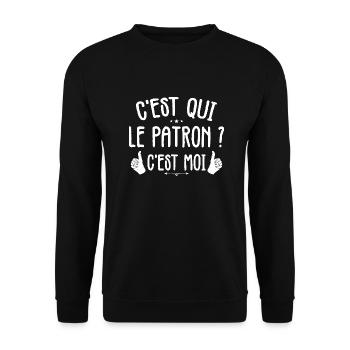 C'est Qui Le Patron, C'est Moi Le Patron - Sweat-shirt Unisexe - noir - Devant - Alina (178cm) & Michal (187cm)
