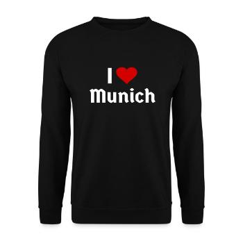 Ich liebe München Münchner Münchnerin - Unisex Pullover - Schwarz - Vorne - Alina (178cm) & Michal (187cm)