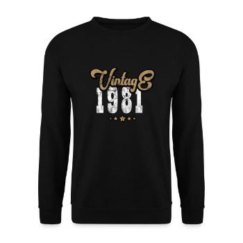1981 Geburtsjahr Vintage - Unisex Pullover - Schwarz - Vorne - Alina (178cm) & Michal (187cm)