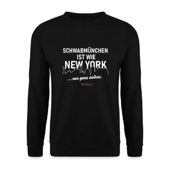 Schwabmünchen ist wie New York - Unisex Pullover - Schwarz - Vorne - Alina (178cm) & Michal (187cm)