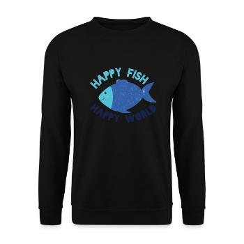 Happy Fish happy world - Unisex Pullover - Schwarz - Vorne - Alina (178cm) & Michal (187cm)
