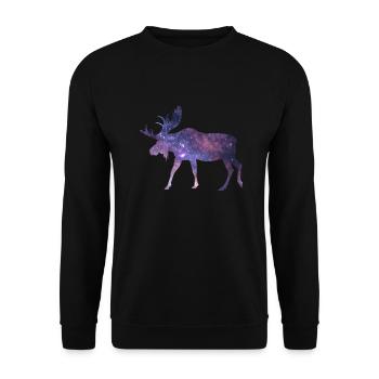 Moose Space Universe Stars Sky - Unisex Sweatshirt - black - Front - Alina (178cm) & Michal (187cm)
