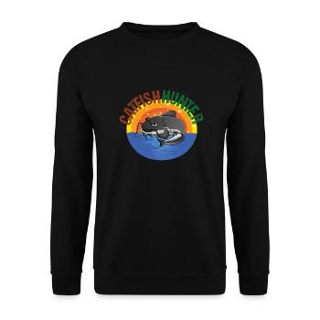 Welsangler Waller Catfish Fishing Wels Wallerangler - Unisex Sweatshirt - black - Front - Alina (178cm) & Michal (187cm)