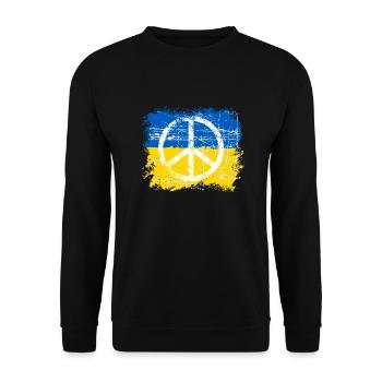 Ukraine Shirt mit Flagge und Peace zeichen - Unisex Pullover - Schwarz - Vorne - Alina (178cm) & Michal (187cm)
