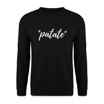 patate - message manuscrit humour autodérision - Sweat-shirt Unisexe - noir - Devant - Alina (178cm) & Michal (187cm)