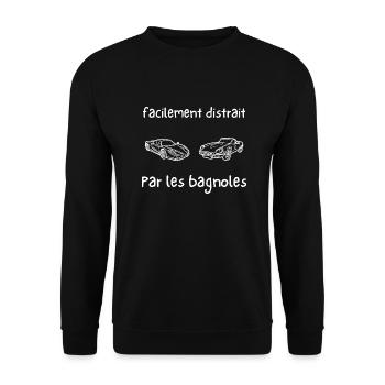 facilement distrait par les bagnoles - Sweat-shirt Unisexe - noir - Devant - Alina (178cm) & Michal (187cm)