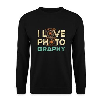 Photographe Photographie J’aime la photographie - Sweat-shirt Unisexe - noir - Devant - Alina (178cm) & Michal (187cm)