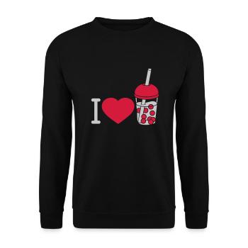 Heart love Bubble Tea - Unisex Sweatshirt - black - Front - Alina (178cm) & Michal (187cm)