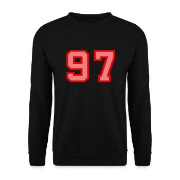 Cool Retro Retrostyle Jersey Number Back Number - Unisex Sweatshirt - black - Front - Alina (178cm) & Michal (187cm)