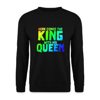 Voici le roi avec sa reine | Paire - Sweat-shirt Unisexe - noir - Devant - Alina (178cm) & Michal (187cm)