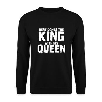 Voici le roi avec sa reine | Paire - Sweat-shirt Unisexe - noir - Devant - Alina (178cm) & Michal (187cm)