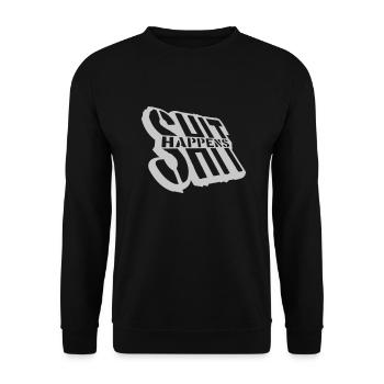 Witz Shit happens Humor - Unisex Pullover - Schwarz - Vorne - Alina (178cm) & Michal (187cm)