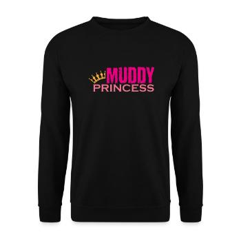 Muddy run shirt mud obstacle race ocr Team princes - Unisex Pullover - Schwarz - Vorne - Alina (178cm) & Michal (187cm)