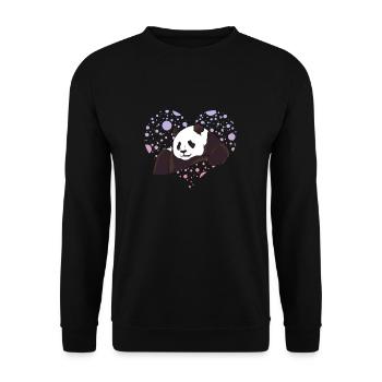 Panda-Liebe - Unisex Pullover - Schwarz - Vorne - Alina (178cm) & Michal (187cm)