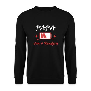 Akku leer Papa von 4 Kindern Vater Vatertag Kind - Unisex Pullover - Schwarz - Vorne - Alina (178cm) & Michal (187cm)