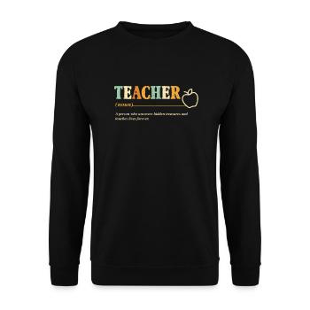 Vintage Teacher Noun - Unisex Sweatshirt - black - Front - Alina (178cm) & Michal (187cm)