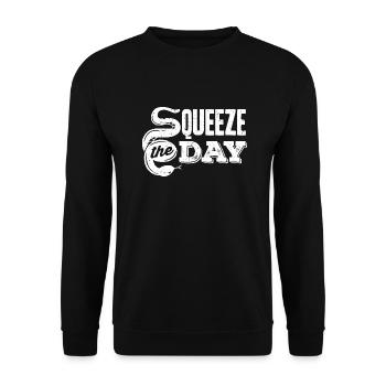 Banana Ball Python Herpetologist Squeeze The Day - Unisex Pullover - Schwarz - Vorne - Alina (178cm) & Michal (187cm)