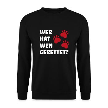 Tierschutz Hund - Unisex Pullover - Schwarz - Vorne - Alina (178cm) & Michal (187cm)