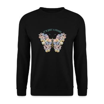 Schmetterling Blume blumig Sprüche Spruch Blumen - Unisex Pullover - Schwarz - Vorne - Alina (178cm) & Michal (187cm)