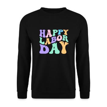 Happy Labor Day Pastell Regenbogen bunt - Unisex Pullover - Schwarz - Vorne - Alina (178cm) & Michal (187cm)