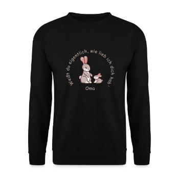 Oma, Großmutter | lieb haben - Unisex Pullover - Schwarz - Vorne - Alina (178cm) & Michal (187cm)