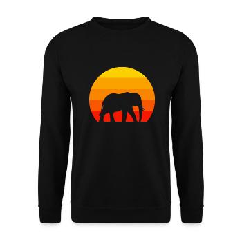 Africa Animal Lovers Retro Zoo Animal Elephant - Unisex Sweatshirt - black - Front - Alina (178cm) & Michal (187cm)