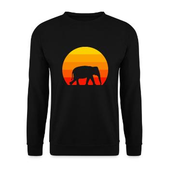 Elephant Lover Africa Animal Retro Elephant - Unisex Sweatshirt - black - Front - Alina (178cm) & Michal (187cm)