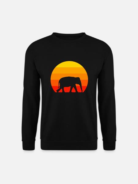 Elefanten Liebhaber Afrika Tier Retro Elefant - Unisex Pullover - Schwarz