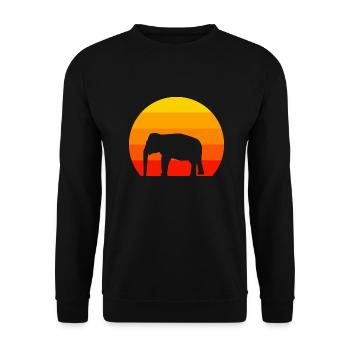 Zoo Animal Lovers Retro Africa Animal Elephant - Unisex Sweatshirt - black - Front - Alina (178cm) & Michal (187cm)