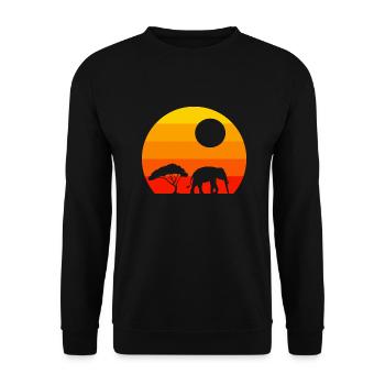 Retro Africa Animal Gift Elephant - Unisex Sweatshirt - black - Front - Alina (178cm) & Michal (187cm)