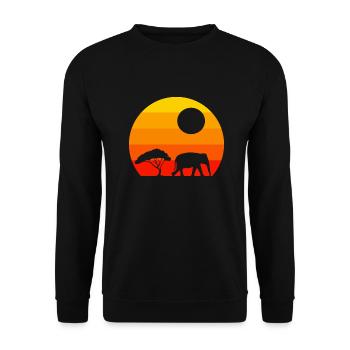 Africa Animal Tree Sunset Retro Elephant - Unisex Sweatshirt - black - Front - Alina (178cm) & Michal (187cm)