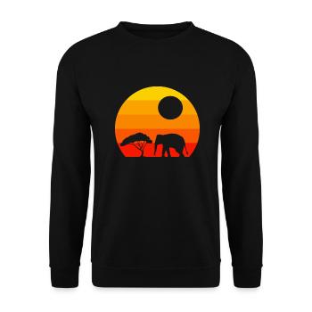 Africa Animal Lovers Savannah Tree Retro Elephant - Unisex Sweatshirt - black - Front - Alina (178cm) & Michal (187cm)