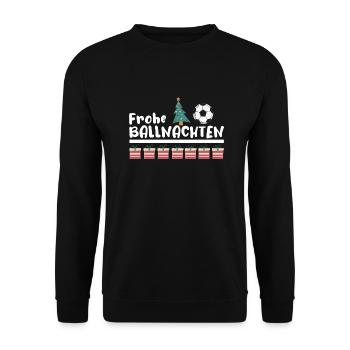 Frohe Ballnachten Lustig Funny Fußball Katar - Unisex Pullover - Schwarz - Vorne - Alina (178cm) & Michal (187cm)