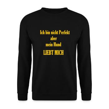 ich bin nicht perfekt... * Druckfarbe änderbar !!! - Unisex Pullover - Schwarz - Vorne - Alina (178cm) & Michal (187cm)