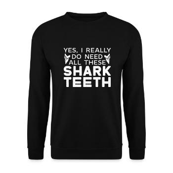 Megalodon Shark Tooth Fossil Collector Gift - Unisex Sweatshirt - black - Front - Alina (178cm) & Michal (187cm)