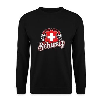 Schweiz - Unisex Pullover - Schwarz - Vorne - Alina (178cm) & Michal (187cm)
