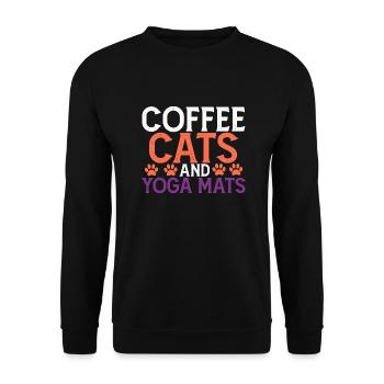 Coffee Cats and Yoga Mats Cute for Yoga Lovers - Unisex Sweatshirt - black - Front - Alina (178cm) & Michal (187cm)