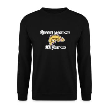 Queers want me cis fear me (intersex colours) - Unisex Sweatshirt - black - Front - Alina (178cm) & Michal (187cm)