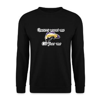 Queers want me cis fear me (Non-binary colours) - Unisex Sweatshirt - black - Front - Alina (178cm) & Michal (187cm)