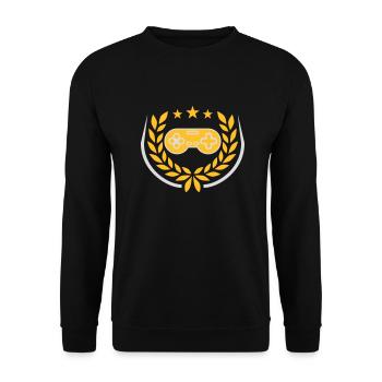 Lorbeerkranz Retro Gamer Controller - Unisex Pullover - Schwarz - Vorne - Alina (178cm) & Michal (187cm)
